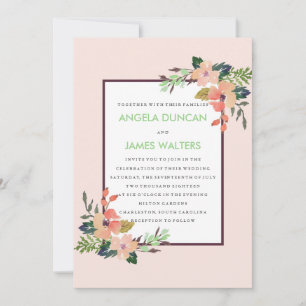 Invitation Mariage de l'angle floral aquarelle
