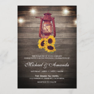 Invitation Mariage de lanterne à huile de tournesol en bois r