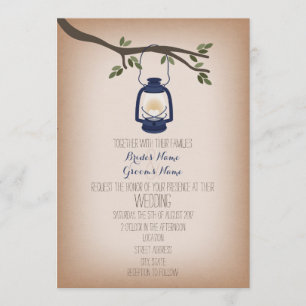 Invitation Mariage de lanterne de camping bleu inspiré par Ca