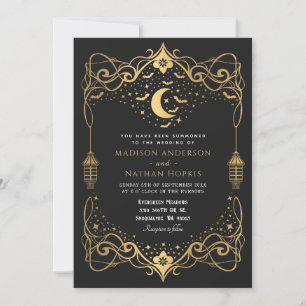 Invitation Mariage de lanterne de chauves-souris gothiques de