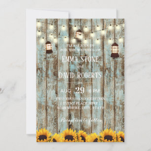 Invitation Mariage de lanterne en bois de grange rustique