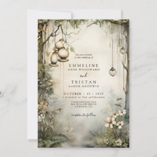 Invitation Mariage de lanternes à pendage de forêt enchantées