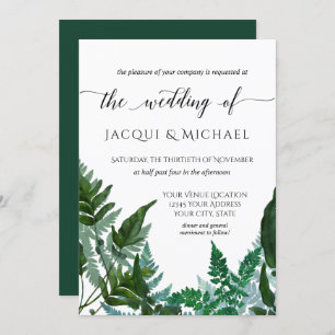 Invitation Mariage de l'aquarelle de la forêt de Ferne rassem