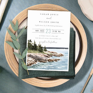 Invitation Mariage de l'aquarelle de la montagne Rocky Pine