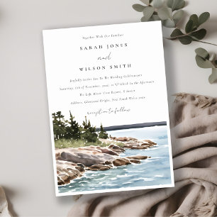 Invitation Mariage de l'aquarelle de la montagne Rocky Pine