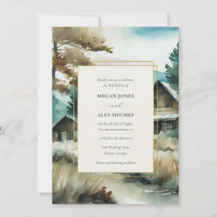 Invitation Mariage de l'aquarelle des pins de bois