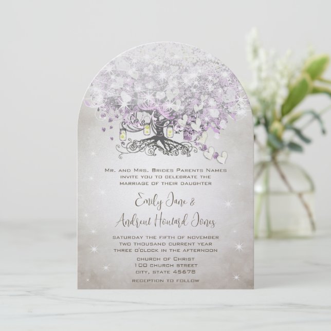 Invitation Mariage de l'Arbre à Coeur de Lavande dans un Pot  (Debout devant)