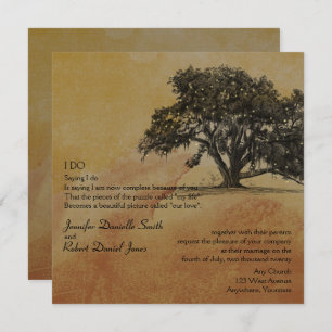 Invitation Mariage de l'arbre de chêne d'automne et des lampe