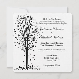 Invitation Mariage de l'arbre des Coeurs romantiques