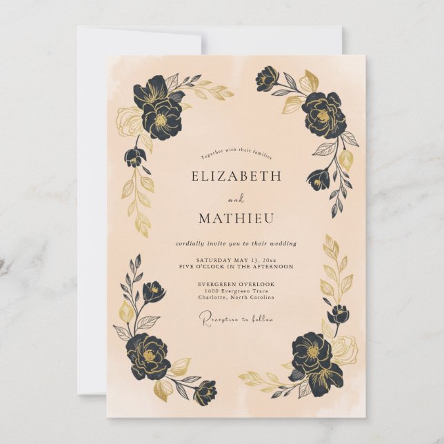 Invitation Mariage de l'arche de Fleur Noire (Devant)
