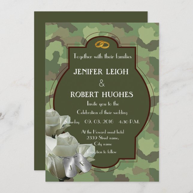 Invitation Mariage de l'armée romantique (Devant / Derrière)