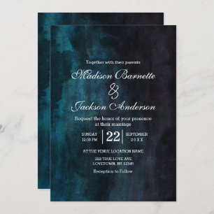 Invitation Mariage de lavage bleu marine et Turquoise Waterco
