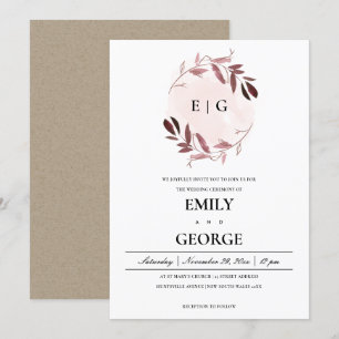 Invitation Mariage DE LAVAGE DE COULEUR D'EAU ROSE PURPLE FOL