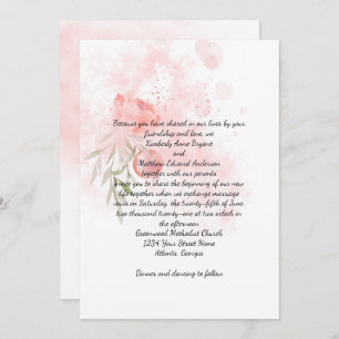 Invitation Mariage de lavage Pastel Pink Peony