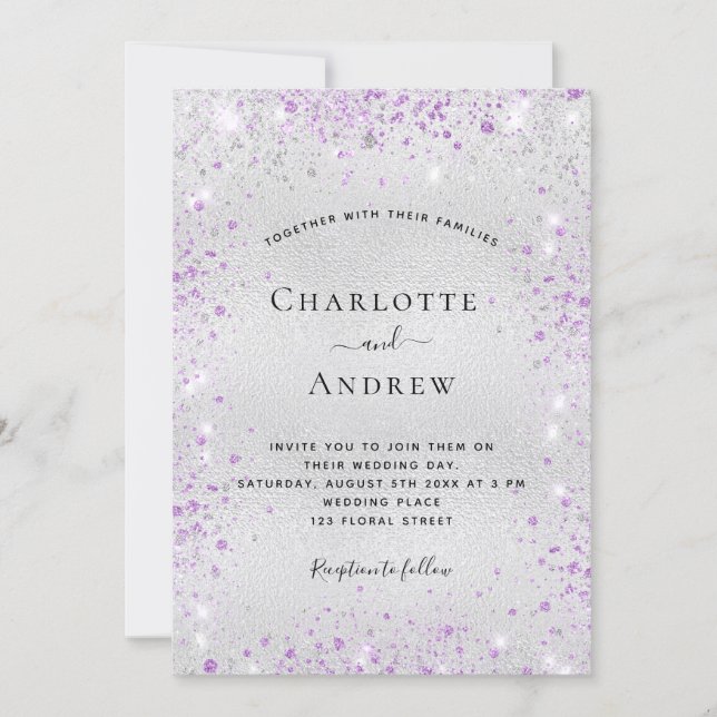 Invitation Mariage de lavande d'argent (Devant)