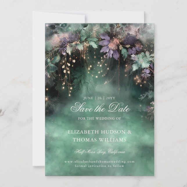 Invitation Mariage de lavande forestière enchantée Enregistre (Devant)