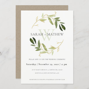 INVITATION MARIAGE DE LAVE DE COULEUR D'EAU EN FOLIAGE VERT D