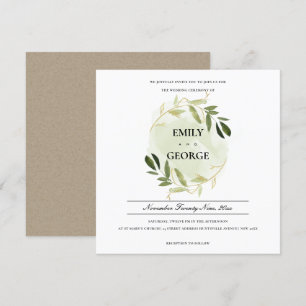 INVITATION MARIAGE DE LAVE-LINGE DE COULEUR D'EAU VERT D'OR