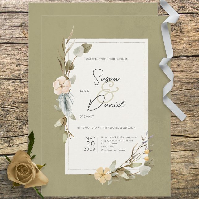 Invitation Mariage de l'échelle de  d'armature de bois séché (Créateur téléchargé)