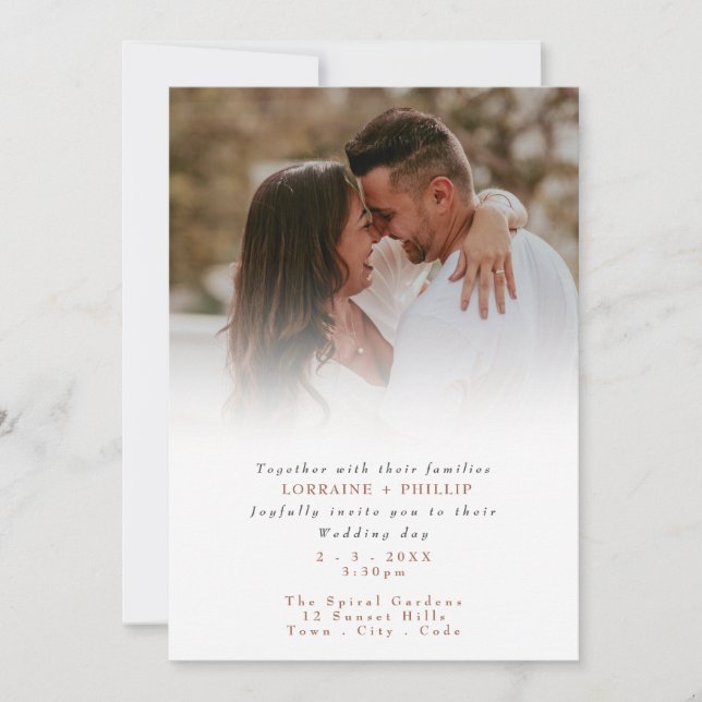 Invitation Mariage de l'effet Découper photo en dégradé (Devant)
