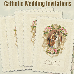 Invitation Mariage de l'Église catholique vintage