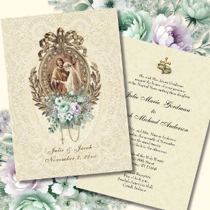 Invitation Mariage de l'Église catholique vintage