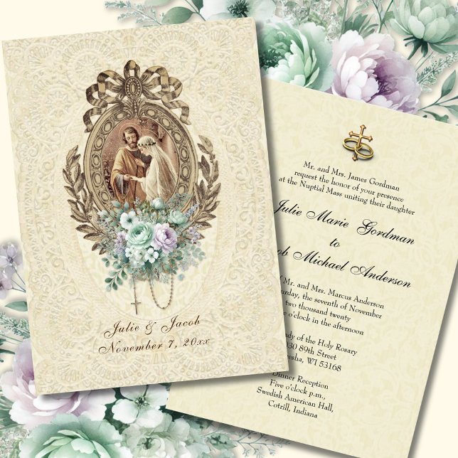 Invitation Mariage de l'Église catholique vintage (Créateur téléchargé)