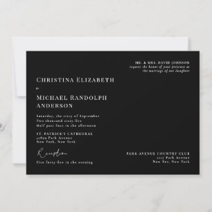 Invitation Mariage de l'église noire et blanche Deux sites