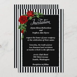 Invitation Mariage de l'élégante Rose rouge noire