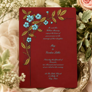 Invitation Mariage de l'ère victorienne 1896 Botanique Floral