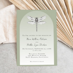 Invitation Mariage de libellules de Sage Green