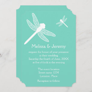 Invitation Mariage de libellules turquoise