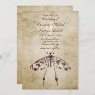 Invitation Mariage de libellules Vintage simple
