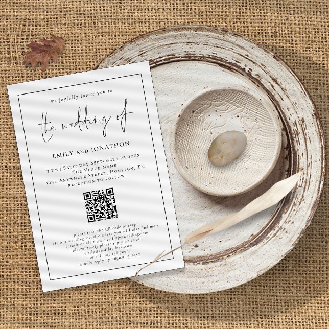 Invitation Mariage de ligne de code QR de script moderne (Créateur téléchargé)