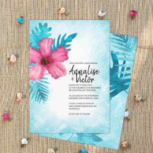 Invitation Mariage de l'île d'Hibiscus rose tropical