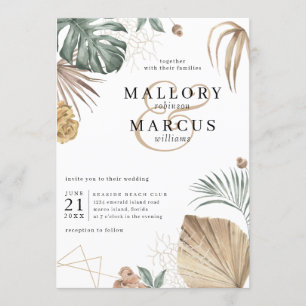 Invitation Mariage de l'île Tropical Oasis Pampas