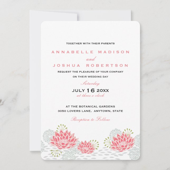 Invitation Mariage de Lillies d'Eau Peint (Devant)