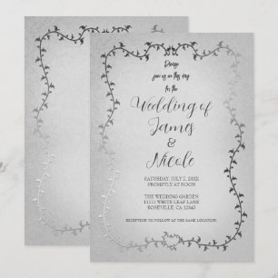 Invitation Mariage de livre de contes Feuille blanc d'argent