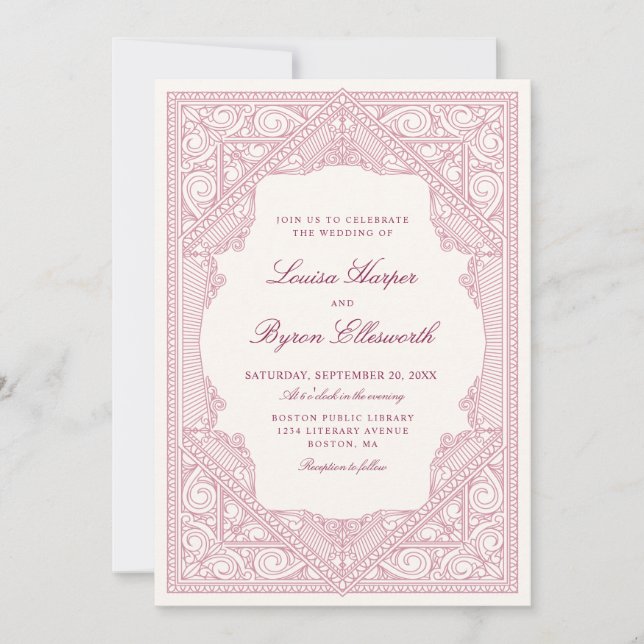 Invitation Mariage de livres vintage (Devant)