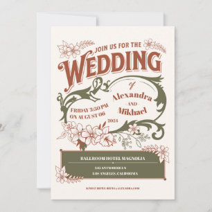 Invitation Mariage de livres vintage