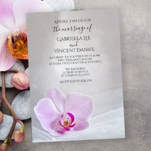 Invitation Mariage de l'orchidée rose et du voile blanc
