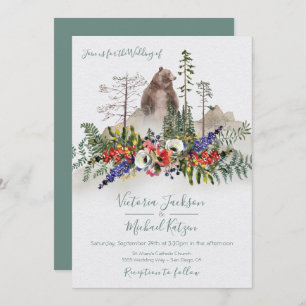 Invitation Mariage de l'ours de forêt d'aquarelle de Woodland