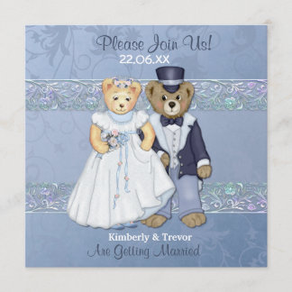 Invitation Mariage de l'ours en peluche et de la mariée
