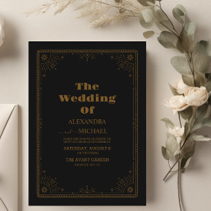 Invitation Mariage de lune céleste minimaliste or