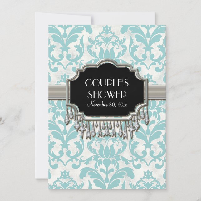 Invitation Mariage de lunette argenté vieilli en Damas (Devant)