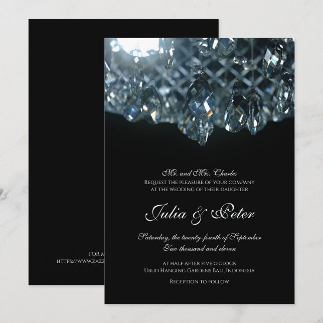 Invitation Mariage de lustre moderne en verre cristal (Devant / Derrière)