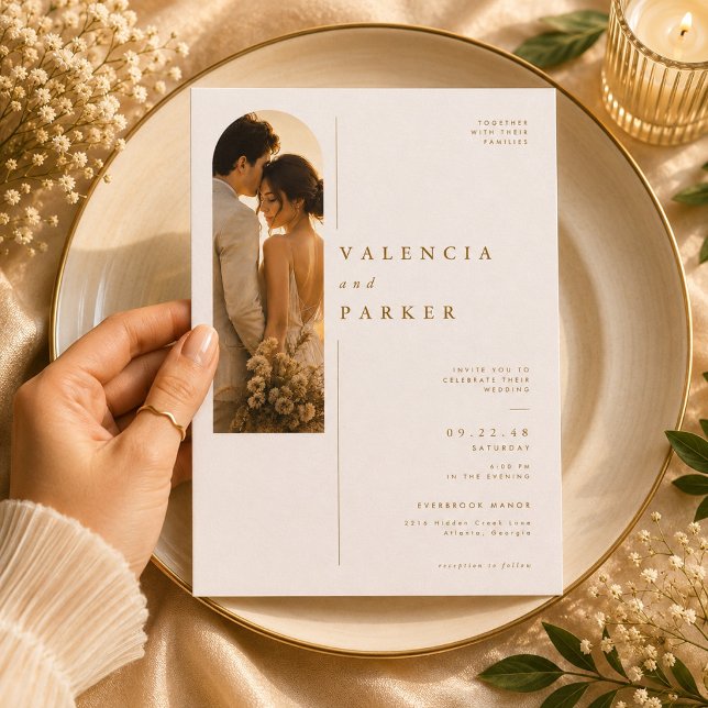 Invitation Mariage de Luxe à Portrait Arqué (Créateur téléchargé)