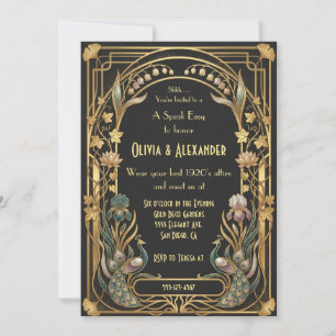 Invitation Mariage de luxe Art Déco dans un speakeasy