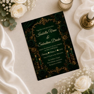 Invitation Mariage de Luxe Automnal à l'Émeraude Enchantée