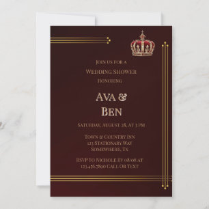 Invitation Mariage de luxe Bourgogne et or